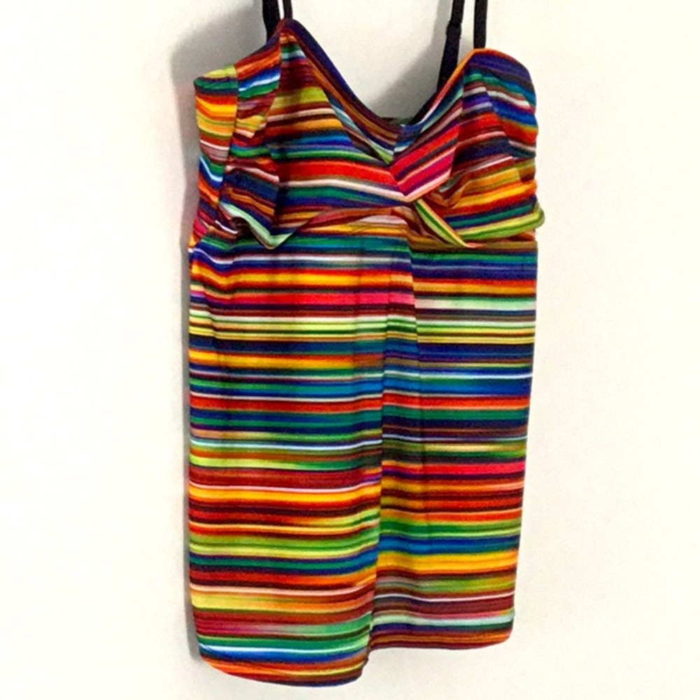 Ana, Striped Camisole, Layering Top with Bra, No Padding. Rainbow, Hippie, Y2K - Picture 2 of 6